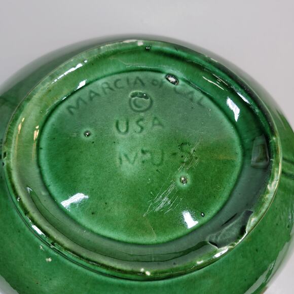 Marcia Of California Pottery Soup Tureen Green MCM Serving Bowl Ladle Lid USA - Picture 2 of 13